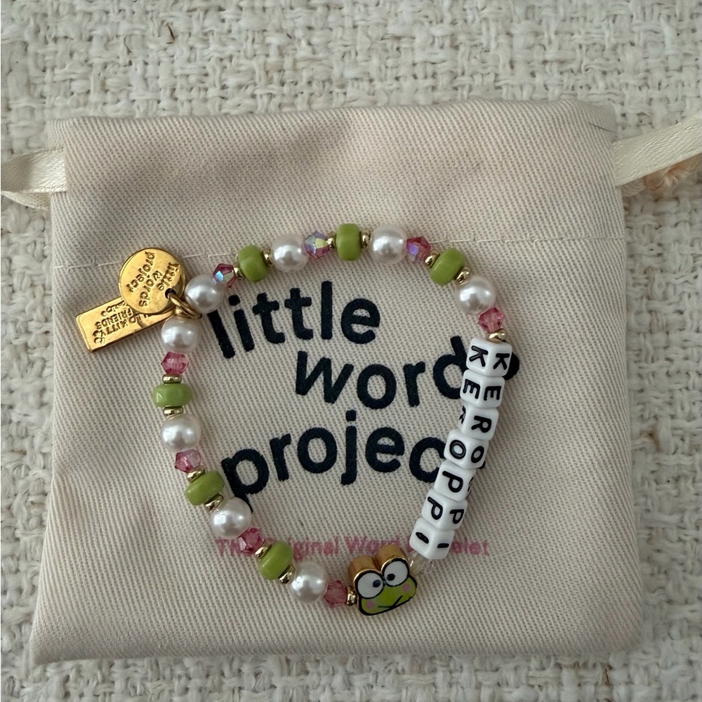 Keroppi Green Beaded Charm Bracelet with Pearls - Little Word Project